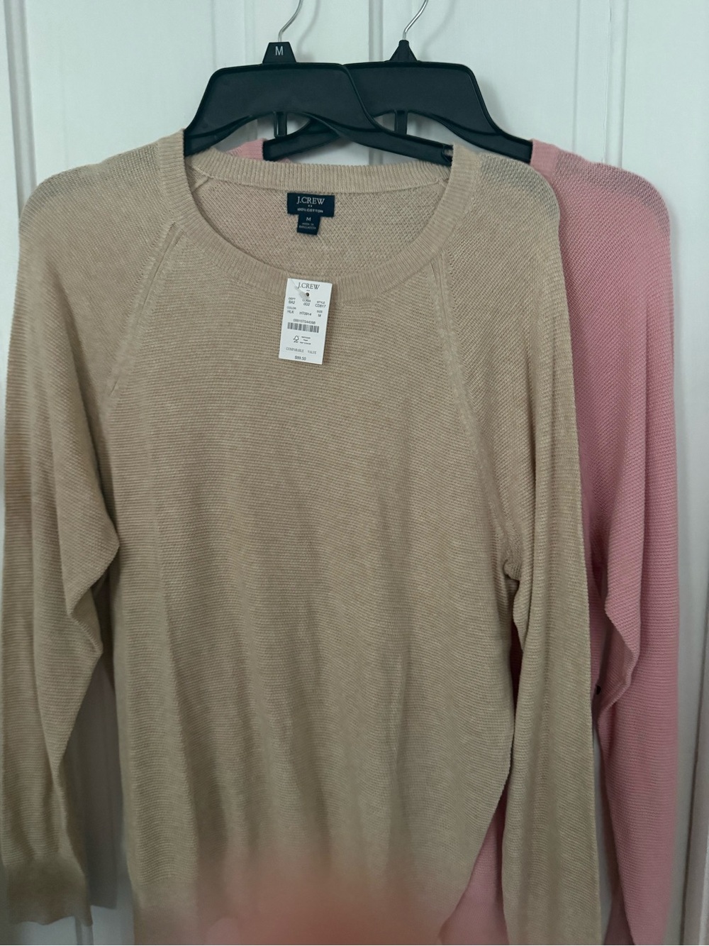 NEW- J. Crew Pink and cream bundle Lightweight Crewneck Sweaters - Picture 3 of 3